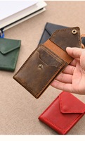 Kit Dompet DIY untuk Pria, Dompet Kulit Saku Depan untuk Wanita, Kulit Crazy Horse Retro, Tas ID Sederhana, Kit Dompet SIM DIY