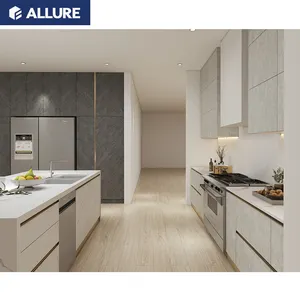 Allure Tischlerei Automatische Lack geräte Komplett sets Island Kichen Schrank Shaker Benutzer definierte Luxus Moderne Küchen Schränke