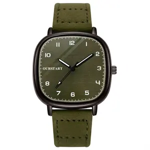 Wholesale Casual Leather Strap Band WristWatches Square Sports business Relogio Masculino Quartz Wrist Watches for Mens