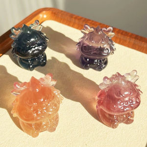 Di lusso intaglio drago pietra preziosa naturale pietre curative cristalli intaglio arcobaleno Fluorite cartone animato per regalo ricordo - Product Image 3