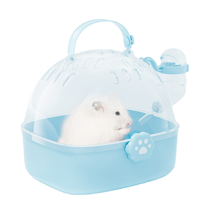 Cage à <span class=keywords><strong>hamster</strong></span> portable avec fermeture à bouton, plateau en plastique et bac à litière pour une utilisation en extérieur et le transport de petits animaux de compagnie - Product Image 4