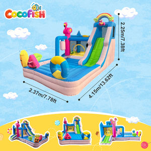 Cocofish - <span class=keywords><strong>Castillo</strong></span> Inflable Tropical con Tobogán de Agua, Diseño de Flamencos, Casa de Brinco Inflable para Niños con Soplador - Product Image 2