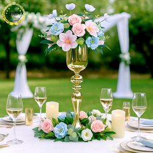 Support de vase à fleurs floral pour professionnels de l'événementiel, grand centre de table en métal doré pour mariage - Product Image 1