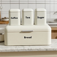 Boîte de rangement pour le pain en métal vintage pour comptoir de garde-manger pour la maison bacs à nourriture et boîtes à thé café et sucre ensembles