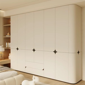 <span class=keywords><strong>Armario</strong></span> de Dormitorio Moderno <span class=keywords><strong>Blanco</strong></span> Personalizado con Iluminación LED y Combinación de Estantes Abiertos y Compartimentos de Almacenamiento - Product Image 1