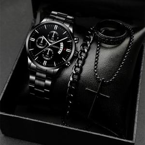 Set Combinato Transfrontaliero Business All'Ingrosso Orologio da <span class=keywords><strong>Uomo</strong></span> Popolare Classico Sportivo con Cinturino in Lega di Zinco e Quadrante con Calendario - Product Image 6