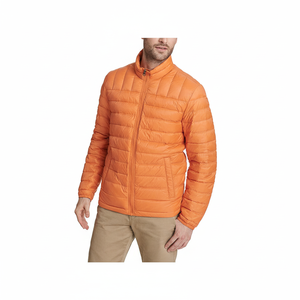 2025 Venta al por mayor logotipo personalizado OEM estampado ropa de invierno Color naranja chaqueta de burbujas hombres de gran tamaño soporte al aire libre impermeable a prueba de viento - Product Image 1