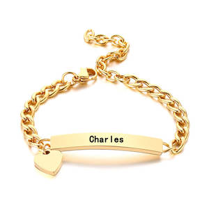 Pulsera Cubana Personalizada con Nombre, Chapada en Oro de 14k/18k, Acero Inoxidable 316L, Pulseras Grabables para Bebés y Niños - Product Image 4