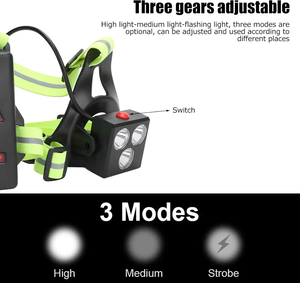 Có thể sạc lại 3 đèn LED khả năng hiển thị cao vest có thể điều chỉnh chùm đêm an toàn Runner ngực đèn cho chạy bộ chạy - Product Image 6