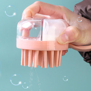 Cepillo para masaje del cuero cabelludo con doble compartimento, dispensador a presión, peine transparente para la cabeza, material TPR para uso general - Product Image 4