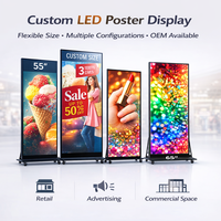 Panel de Pantalla LED Digital para Interiores y Exteriores P1.25/1.86/2/2.5, 640X1920mm, Diseño Móvil con Ruedas, Pantalla LED Tipo Póster