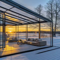 Véranda de luxe extérieure en verre avec fenêtres, serre de jardin à cadre en aluminium, serre de culture intérieure, véranda préfabriquée en aluminium