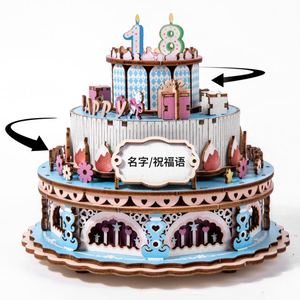 Boîtes à musique figurines garçons filles, design gâteau d'anniversaire exquis, boîte à musique en bois personnalisée, toutes les générations - Product Image 4