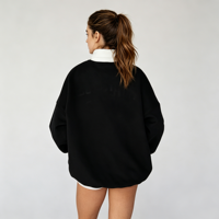 Sweat-shirt à col montant anti-plis pour femmes et adolescentes 2026, coupe oversize courte à manches longues, ample, hiver