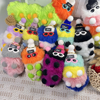 Gantungan Kunci lampu ulat bulu kelinci Rex lucu, tas boneka mewah liontin ramah lingkungan hadiah
