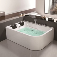 Baignoire à tourbillon d'angle en acrylique pour 2 adultes avec jets de massage dans la salle de bain