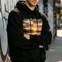 Pull-over en molleton d'hiver personnalisé, coupe ample et oversize, assorti à un sweat-shirt graphique oversize pour homme avec impression par transfert thermique.
