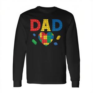 T-shirt à manches longues pour la fête des pères, Dad Lover Master Builder Building Bricks Blocks - Product Image 2