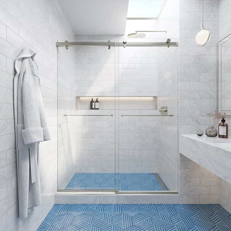 Seawin سهلة تثبيت الحمام فرملس الالتفافية باب حمام زجاج أمان فولاذي حجرة استحمام sliidng دش مرفقات
