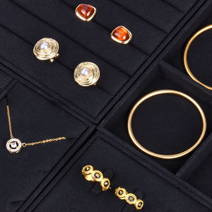 Bandeja Organizadora de Joyería Jinsky Personalizable, de Microfibra Negra, Clásica, Elegante, de Lujo, para Exhibición en Tiendas - Product Image 2