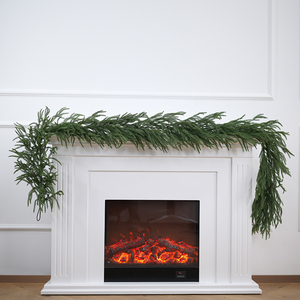 Handmade Norfolk Pine <b>Plastic</b> Christmas Garland with Soft Material Feeling Pine Needles Decoration - Product Image 1