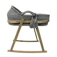 Panier de Moïse ovale moderne écologique, tissé à la main, portable, personnalisable pour nouveau-né