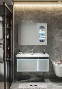 โต๊ะเครื่องแป้งในเชิงพาณิชย์พร้อมกระจก<span class=keywords><strong>อ่าง</strong></span>ล้างหน้าสำหรับโรงแรมตู้ห้องน้ำขนาดเล็กกันน้ำมีไฟ - Product Image 2