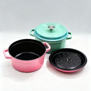 Casserole en <span class=keywords><strong>fonte</strong></span> émaillée multifonctionnelle de style moderne avec couvercle <span class=keywords><strong>pour</strong></span> cuisinière à gaz à induction, ensembles de casseroles de cuisine ménagère - Product Image 1