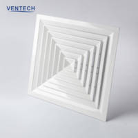 Diffuseur d'air d'évacuation Ventech pour système CVC, ODM/OEM, en aluminium, 4 voies, diffuseur d'air de plafond carré