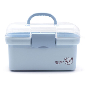 <b>Plastic</b> Storage <b>Box</b> Rectangle Light Blue Eco-Friendly Food Container With Handle For Household Use - Product Image 1