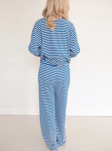 Conjunto de Pijama a Rayas para Mujer con Logotipo Personalizado OEM, Ropa de Dormir de Algodón, Conjunto de Dos Piezas, Corte Holgado, Ropa para Mujer - Product Image 3