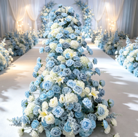 J-FR091 Vente en gros de chemins de table en roses blanches pour la décoration de mariage, chemins de table en fleurs artificielles, chemins de table pour allée de mariage