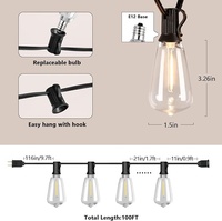 Guirlande lumineuse extérieure LED Hotsale 100FT lumières de patio avec 52 ampoules incassables à l'extérieur des lumières suspendues étanches