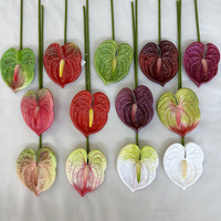Fleur artificielle Anthurium toucher réel, plante succulente en silicone souple, plante verte pour décoration maison, mariage, arrangement floral