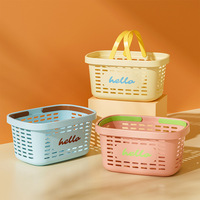 Panier de rangement de douche rectangulaire portable en plastique style Instagram, design ajouré drainable pour articles de toilette de salle de bain