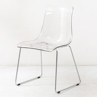 Vente en gros de chaises de salle à manger nordiques modernes en acrylique transparent bleu pour restaurants et cafés