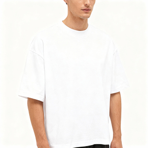 T-shirt in cotone personalizzabile con logo fai da te, vestibilità ampia, 260 GSM, estiva, da uomo - Product Image 3