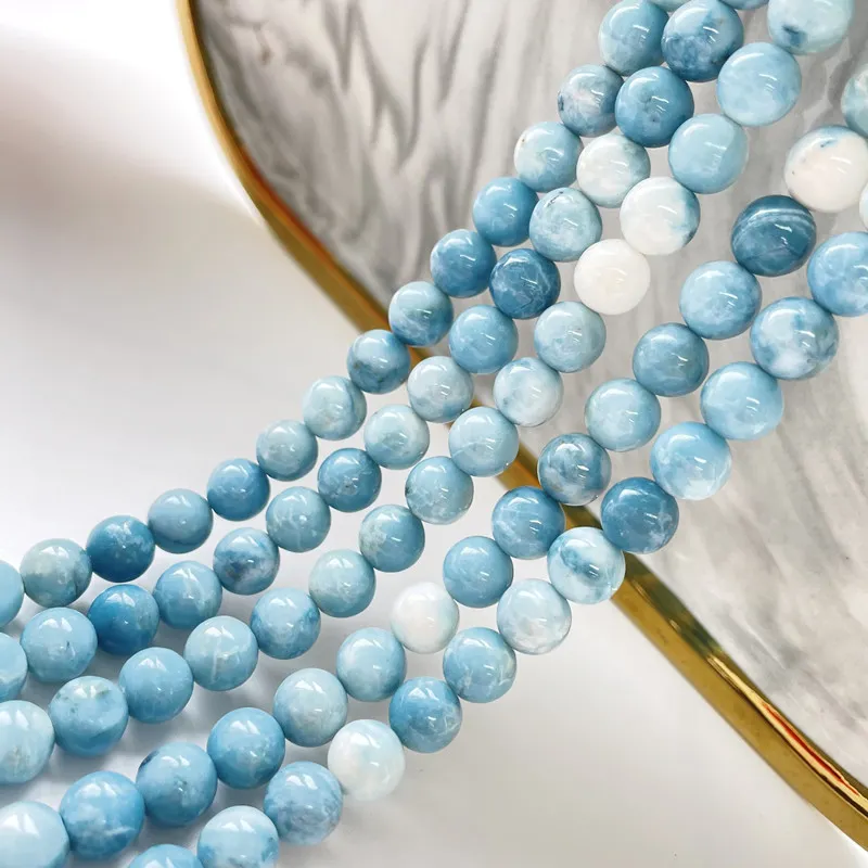 Natural Stone Beads Blue Sky Stone Larimar Color Enhanced Healing Power Loose Gemstone Beads for Jewelry Making