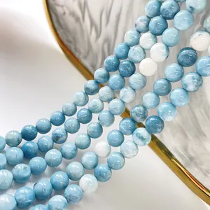 Perles de pierre naturelle bleu ciel pierre Larimar couleur améliorée pouvoir de guérison perles de pierres précieuses en vrac pour la fabrication de bijoux