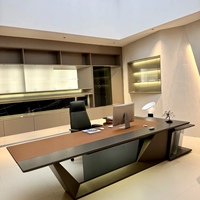 Ensemble bureau et chaises de direction modernes modulaires en bois massif haut de gamme de luxe léger