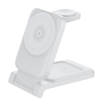 Support de charge magnétique sans fil 15W 3-en-1 pliable et fin avec Type-C pour téléphone, montre et écouteurs, et support flottant pour montre