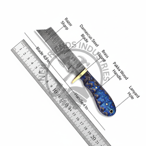 Cuchillo cortador de toro de acero de Damasco hecho a mano OBM DIY Punto de caída para vaquero occidental caza desollado Camping actividades al aire libre - Product Image 1