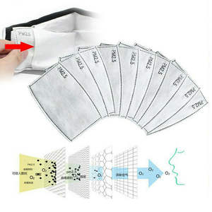 Reemplazable 5 capas de filtro de cara de Pad Pm2.5 con carbón activado polvo Pm 2,5 filtros y meltblown tela - Product Image 1