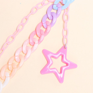 Candy Color Star Pendant Double Layer <b>Waist</b> <b>Chain</b> For Daily Wear Unisex Fashion Body <b>Chain</b> - Product Image 3