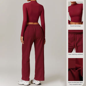 Ensemble de survêtement pour femmes, t-shirt et pantalon de <span class=keywords><strong>jogging</strong></span> évasé, yoga, <span class=keywords><strong>jogging</strong></span>, ensemble de deux pièces, haut court et pantalon pour femmes, ensemble de survêtement de fitness pour femmes - Product Image 5