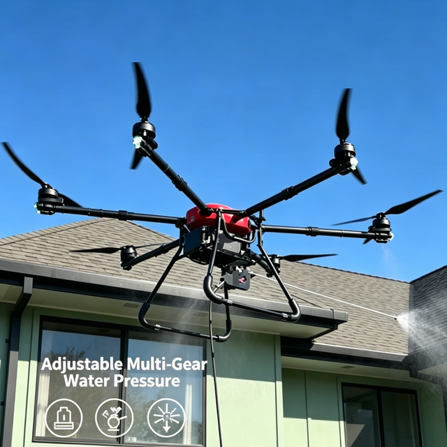 Professional Six Axis Gentle Water Output Safe Operation Villa Roof Household Window Overall Cleaning Drone