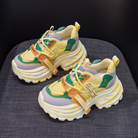 Женские кроссовки на платформе в стиле Dad Shoes, коллекция Осень 2026, на толстой подошве, из микрофибры, с цветовыми блоками, увеличивающие рост, повседневные, стильные