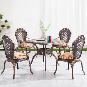 quadrato da cortile sedie cuscino <span class=keywords><strong>mobili</strong></span> da esterno impilabile moderno tavolo da pranzo in alluminio pressofuso Set <span class=keywords><strong>per</strong></span> 4 posti - Product Image 6