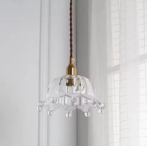 Lámpara de lujo con forma de flor LED de latón posmoderno, lámpara colgante de cristal transparente de diseñador para comedor - Product Image 1