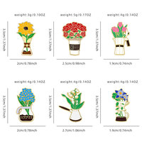 Dessin animé broche fleur tasse à café Rose tulipe tournesol mignon cartable décoration cuisson laque épingles personnalisées métal Logo Badges